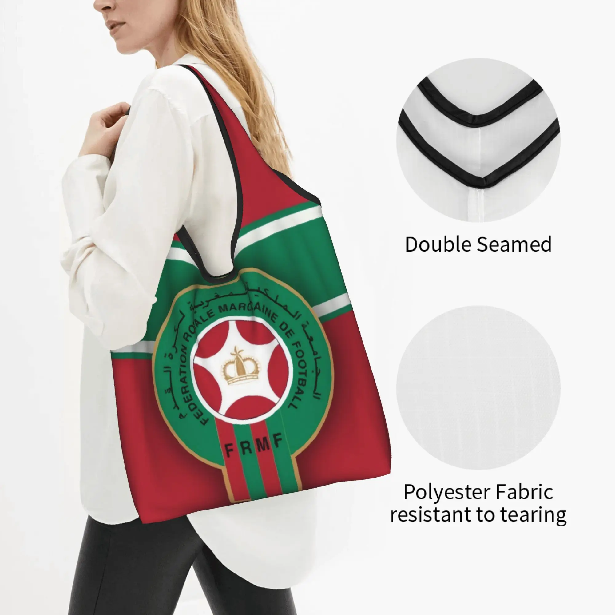 Recycling Morocco Flag   Shopping Bag Women Tote Bag Portable  Groceries Shopper Bags