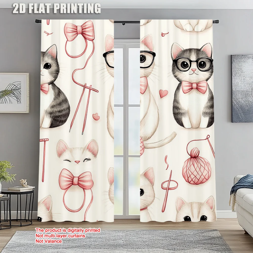 

2pc, Curtain cat Light Filter Wall Decor Applies to Office decoration
