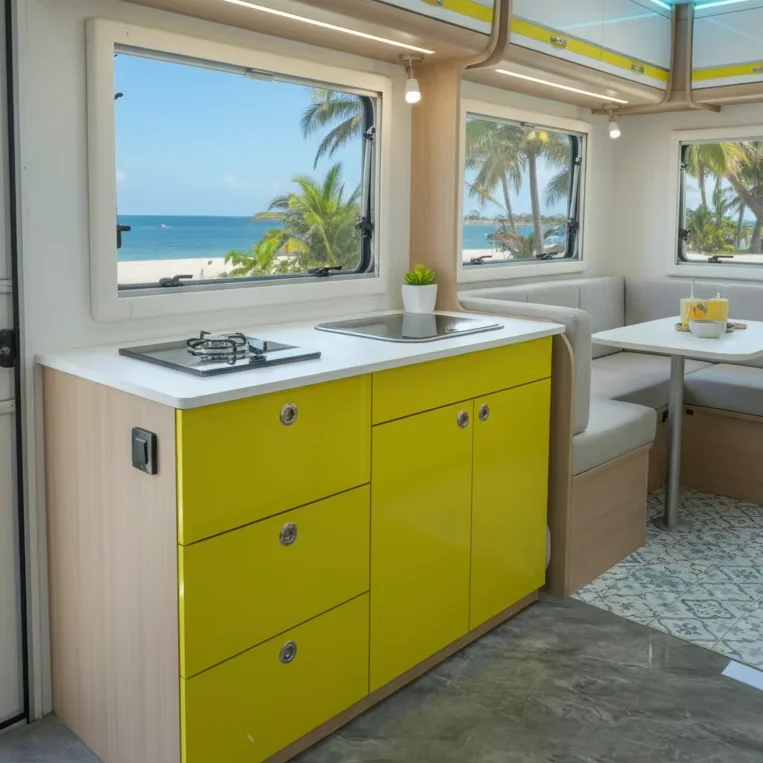 Portable Aluminum Kitchen Unit for RV With Sink and Gas Stove Lightweight and Durable