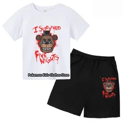 Fashion Clothing Kid Five Night at Freddy Fnaf T-shirt Set Children Cartoon Printed Tee Shirts T Shirt for Boys Girls Tops