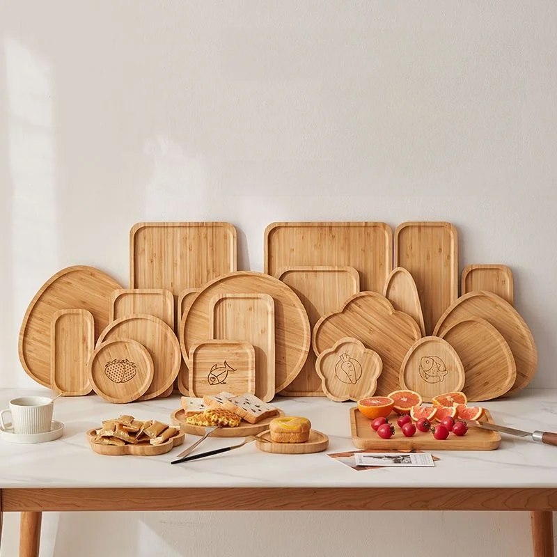 

New Wooden Tray Bamboo Wood Tea Cup Water Cup Tea Plate Tray Wood Plate Fruit Plate Candy Pastries Egg