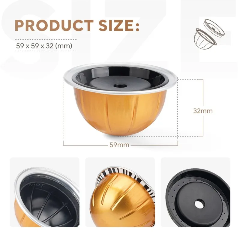 Capsules de café rechargeables A65T-Refillable de 80 ml, 2 pièces, filtres réutilisables pour Vertuoline Next pour une crème riche