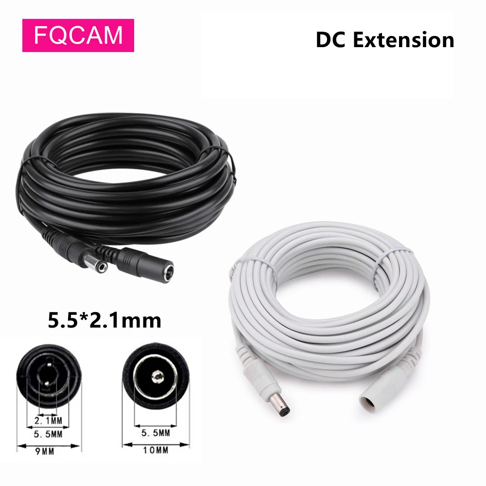 2.1*5.5mm DC 12V przedłużacz zasilania kabel adaptera DC żeński męski przedłużone przewody zewnętrzne 5/10/15/20/30/50 metrów dla CCTV