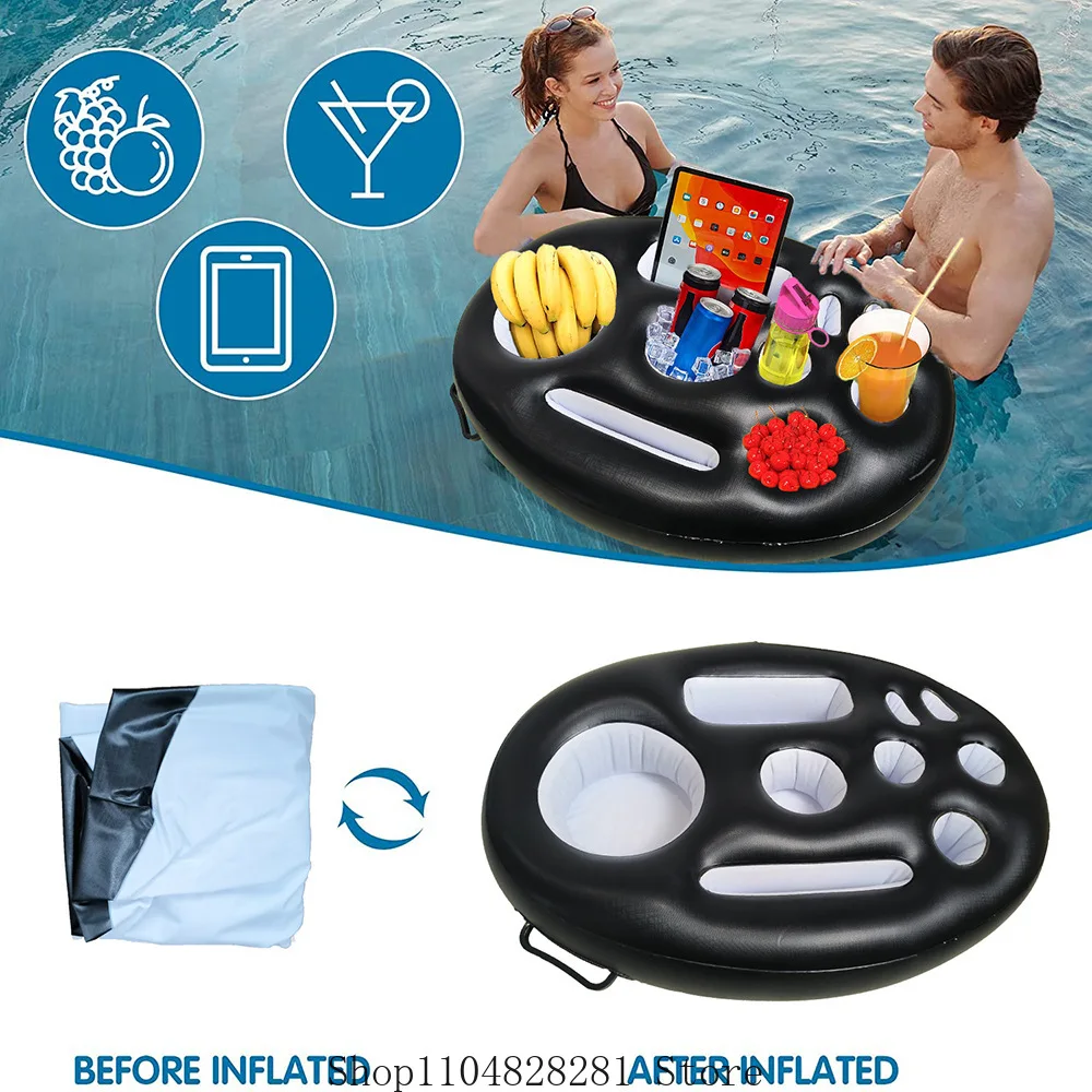 

Надувной плавающий держатель для напитков, черный многоцелевой поднос, бассейн, ванна, пляж, большая емкость, аксессуары для вечеринок для взрослых