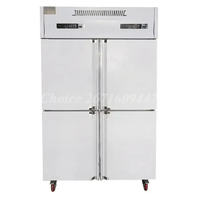 Commercial Kitchen Cabinet Showcases Stainless Steel Freezer 4 Door Dual Temperature Vertical Cold Freezer Refrigerator