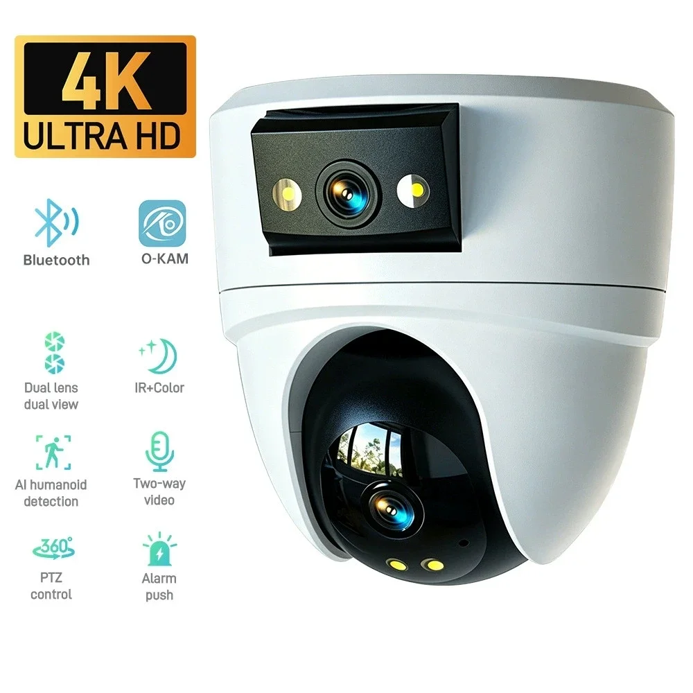4K 10MP WiFi IP Cam Dual Lens 360° PTZ Security Camera with Night Vision & Human Detection CCTV Baby Monitor for Home O-Kam Pro