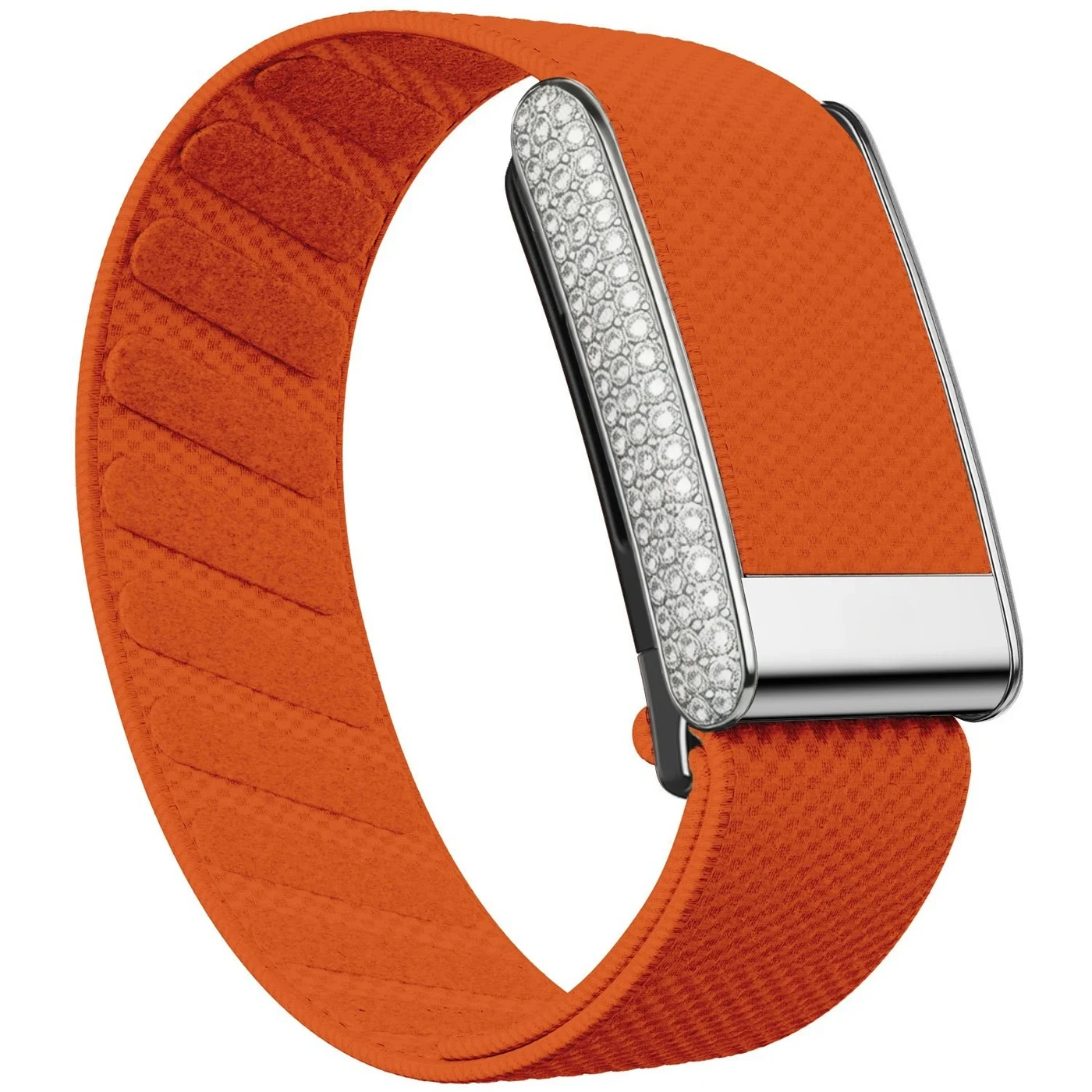 Picture 5: Diamond-Embedded Case for Whoop 5.0 Nylon Woven Elastic Strap Casual Wristband with Full-Diamond Bright Silver Metal U-Frame