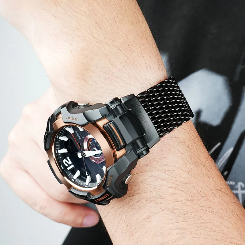 Do zegarka sportowego Casio Airmaster 5536 GR-B100/GB generacji stalowy pasek zmodyfikowany pasek do zegarka ze stali nierdzewnej akcesoria adapter