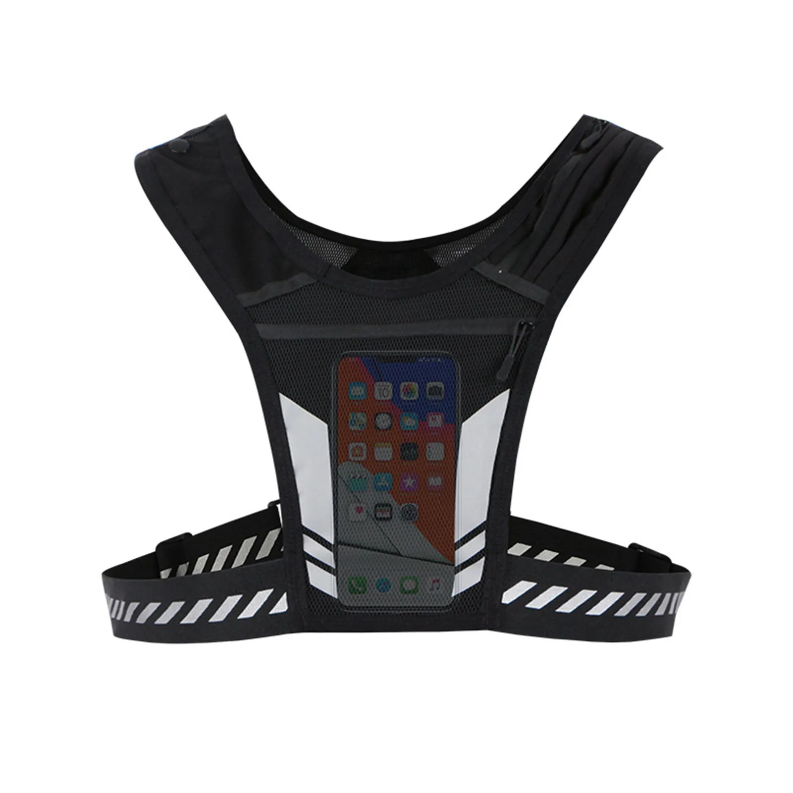 Running Vest Phone Holder Durable Phone Carrier For Running Breathable Chest Pouch Vest With Adjustable Buckle Running