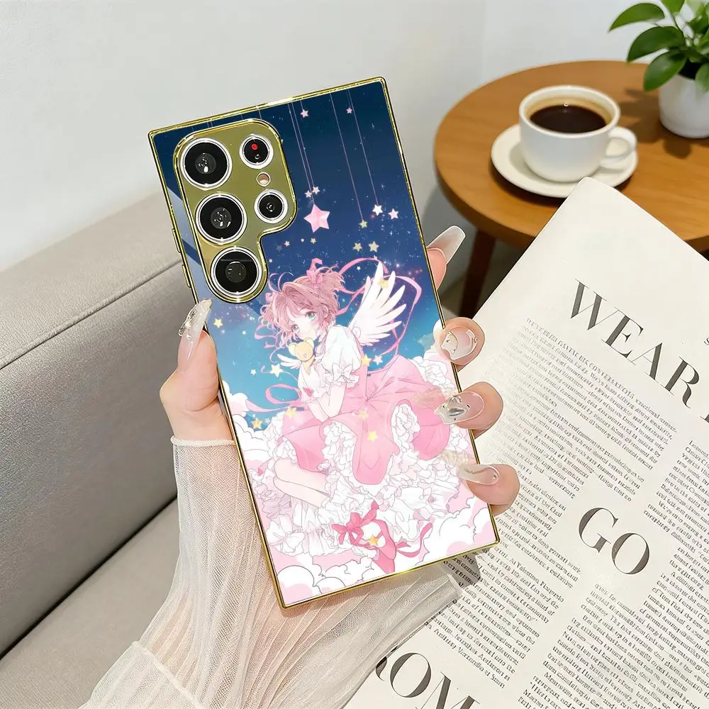 C-Cardcaptor S-Sakura Phone Case Luxury Electroplated Metal Frame Phone Case for Samsung S25 S24 S23 Ultra Slim Cover