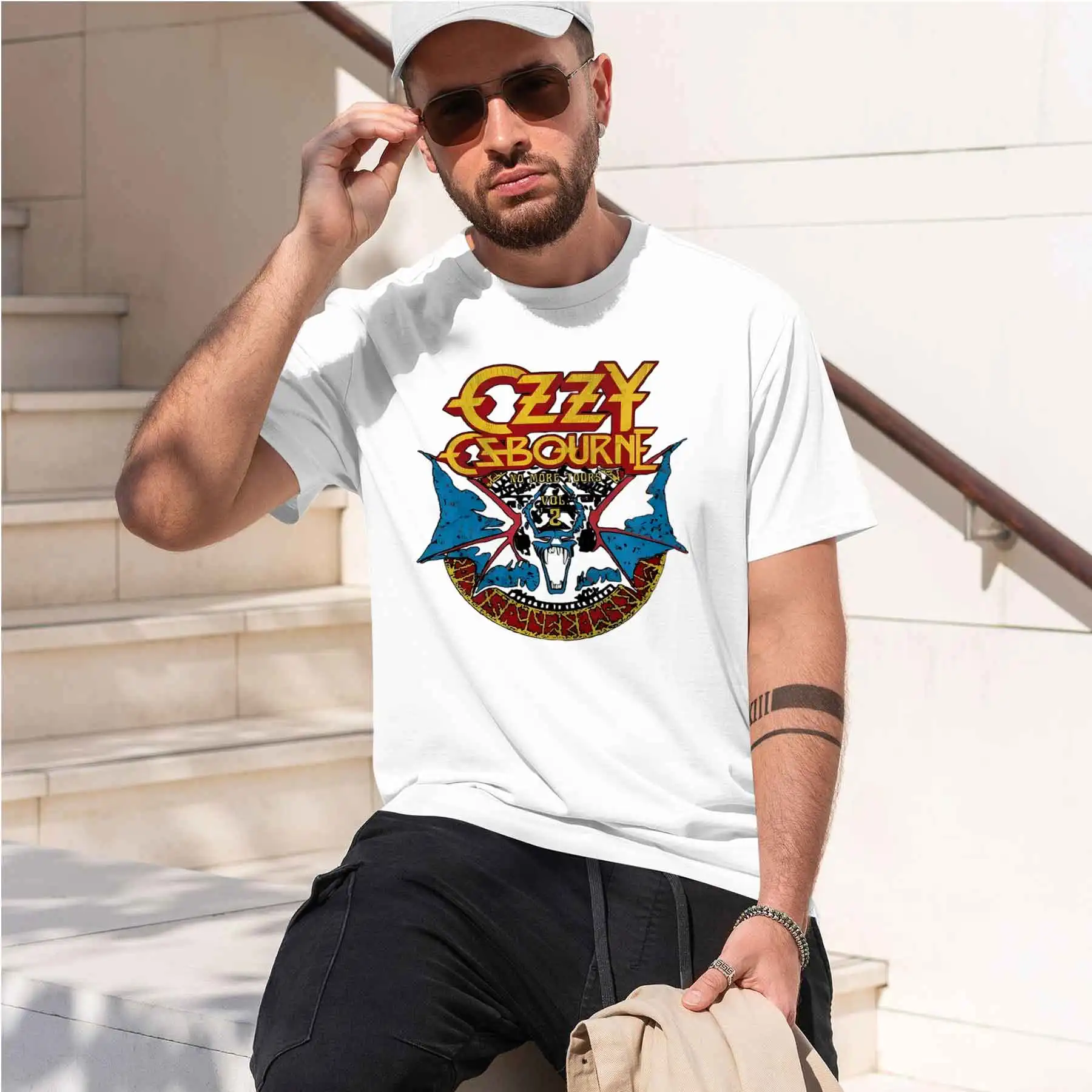 new printed T-shirt printed with  Men'sNo More Tours Vol.2 Vintage Graphic Rock Band Short Sleeve T-Shirt
