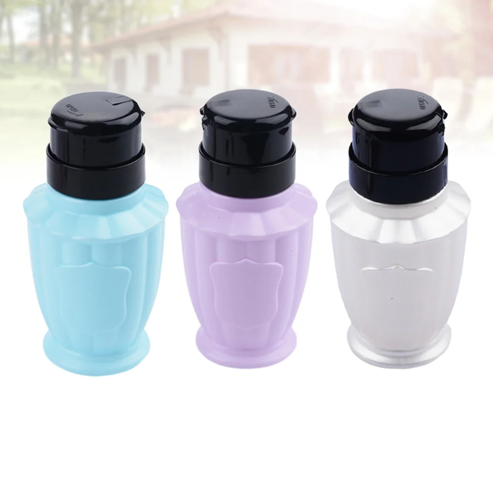 3 szt. Butelki z pompką do usuwania lakieru do paznokci, szczelne, z blokadą, dozownik z pompką, przenośne pojemniki na płyny podróżne