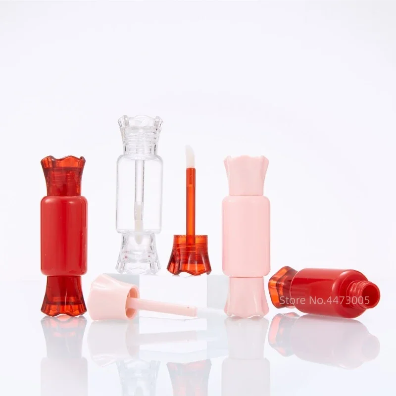 Tubos de brillo de labios PE transparentes vacíos, tubo de bálsamo labial de plástico, lápiz labial, Mini contenedor de muestra de cosméticos, contenedor con forma de caramelo