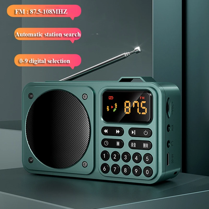 

Mini Retro FM Radio Portable Radios Receiver Vintage Bluetooth Speaker TF Card USB MP3 Music Player Recorder Support Timed ON/OF