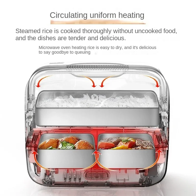 Electric Lunch Box Fresh-keeping Lunch Box Portable Heating Lunch Box Double Layer 1.5L Stainless Steel Liner Double Layer