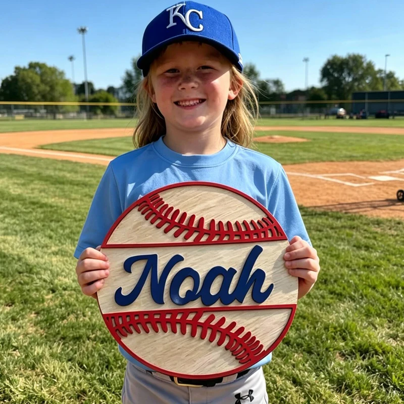 Personalized Baseball Name Sign Baseball Nursery Decor Boy Sports Room Custom Wall Art Baby Shower Gift for Child