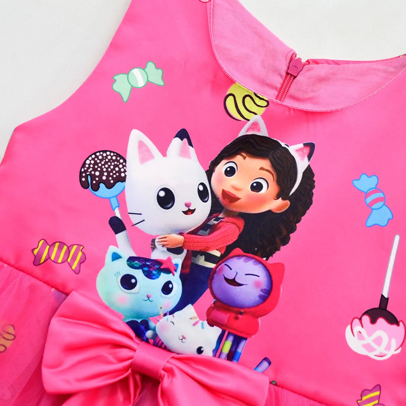 Kinder Prinzessin Kleider Mädchen Gabby der Puppenhaus Sommer Ärmellose Kleidung Cartoon Gabbys Katzen Tastic Geburtstag Party Bogen Vestidos