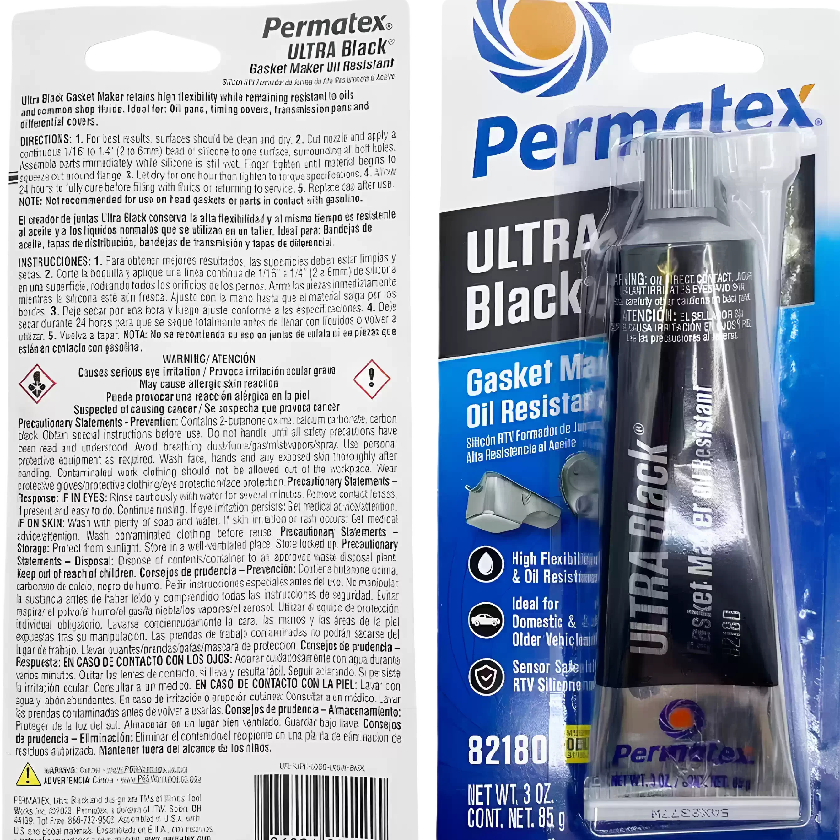 Permatax 82180 Super Black Professional Automotive Sealing Silicone Oil Resistant Insulation for Automotive