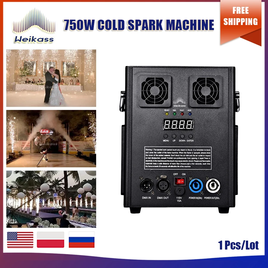 

N0 Tax 1Pcs 750W Cold Sparks Machine Flightcase Ti Powder Sparkler Wedding Fireworks Cold Spark Machine Indoor Outdoor Dj Party