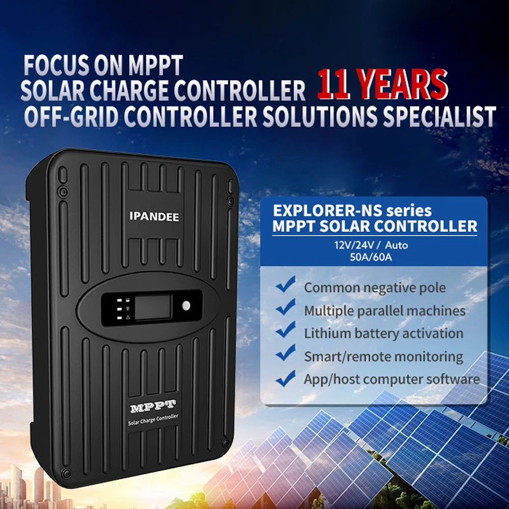 

EXPLORER-NS 40A/60A MPPT Solar Charge Controller All Batteries 12V/24V PV Charge Controller Smart 4G Wifi App Remote Control