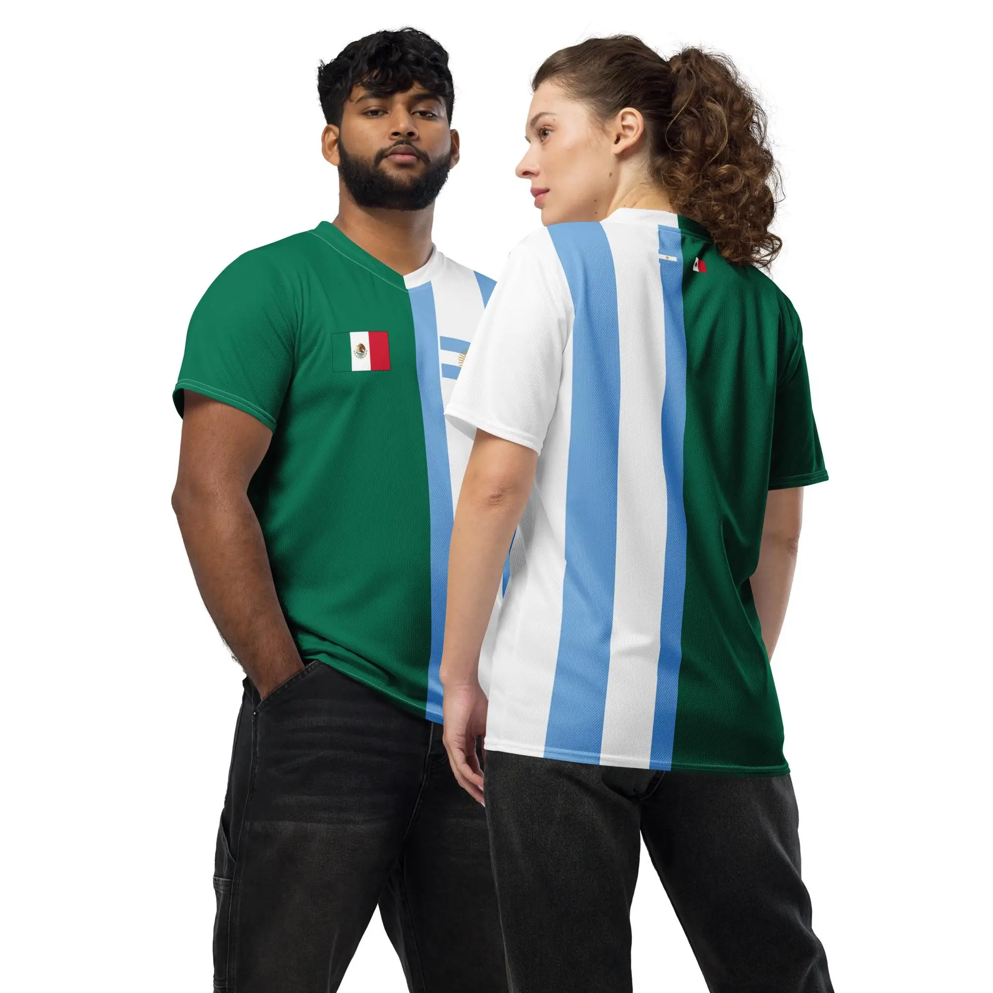 

Half Mexico and Half Argentina Football soccer Jersey 3d Printing Sports Leisure Dry Quickly Breathable Men's Women's T-Shirt