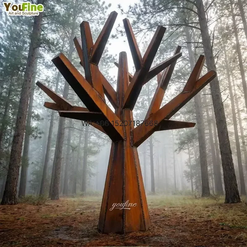 Wmwmnu Large Corten Steel Tree Sculpture Abstract Outdoor Metal Art Statue Landscape Garden Decor Custom