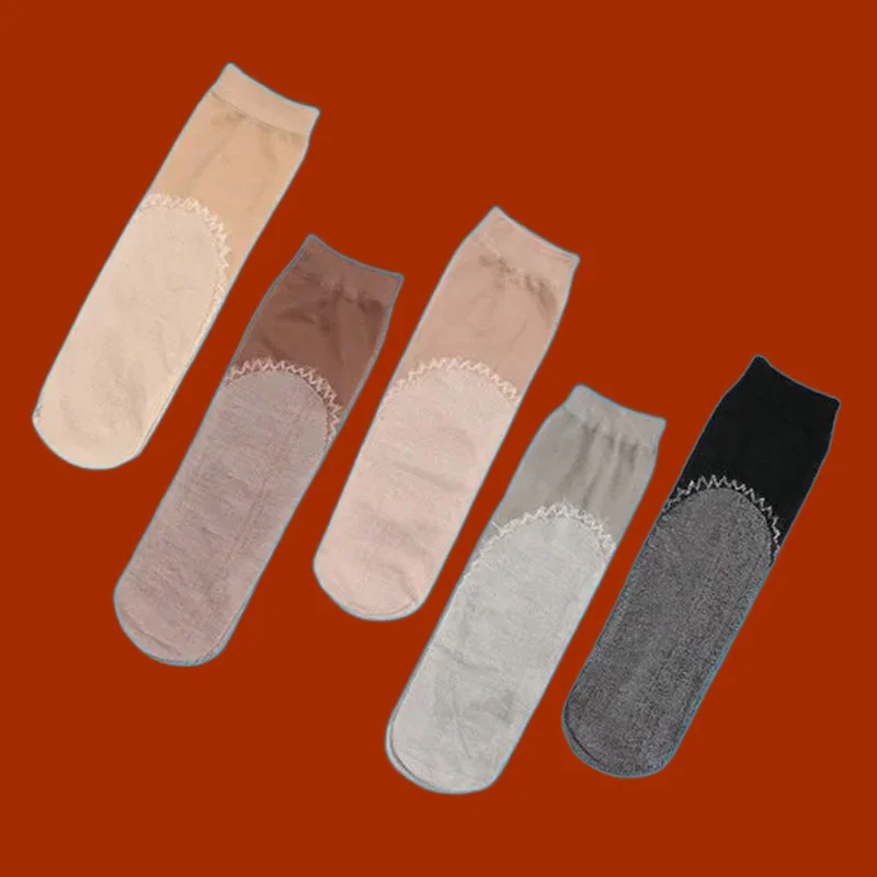 

5/10 Pairs Spring and Summer Thin Sweat-absorbent Socks Women's Short-tube Velvet Cotton Sole Steel Second Generation Stockings