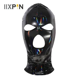 Adult Full Cover Latex Masks 3-Hole Cutout Back Zipper Hood Fancy Gradient Balaclava Headgear for Club Carnivals Crossdressing