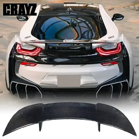 Dla BMW I8 2014-2019 GT Style Prawdziwe Włókno Węglowe Tylny Spoiler Skrzydło Klapa Bagażnika Nakładka Stylizacja Samochodu