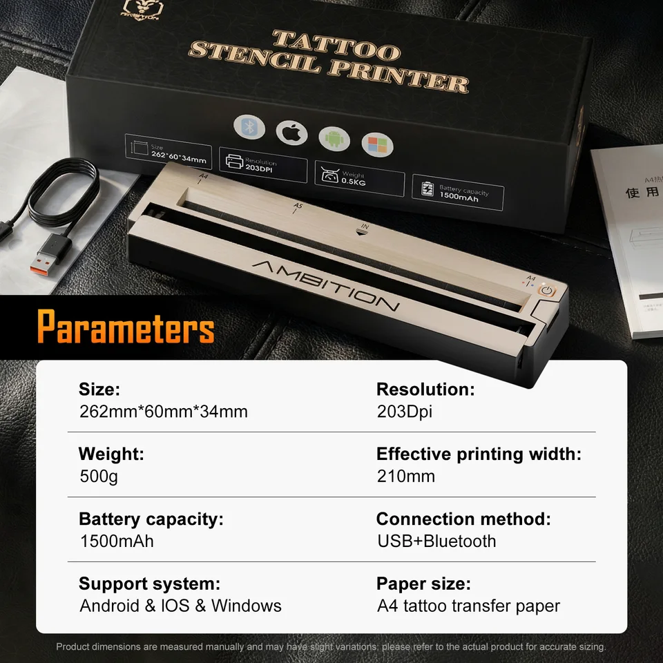 Ambition Wireless Portable Thermal Tattoo Printer Inkless Transfer
