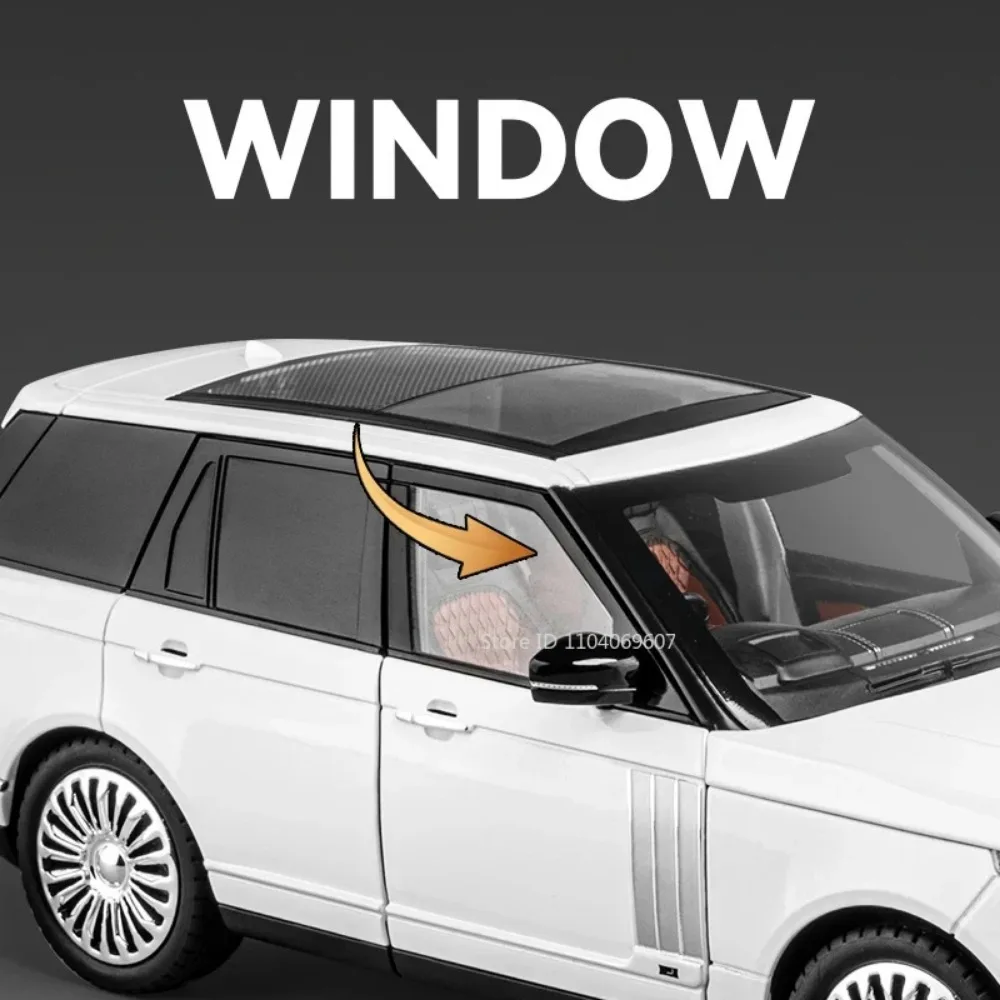 Large Size 1:18 Range Rover Model Car Toy Alloy Diecast Sound & Light Suv Off-road Vehicle Miniature Models for Kids Presents
