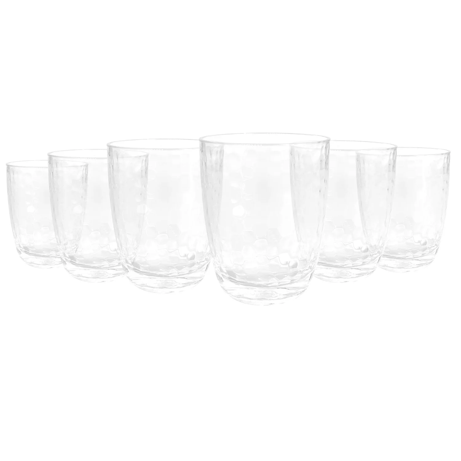 

Yongzhenlite Set of 6 Hammered Style 15-ounce/430ml Acrylic Glasses Plastic Tumbler,BPA Free,Dishwasher Safe (Clear Color)