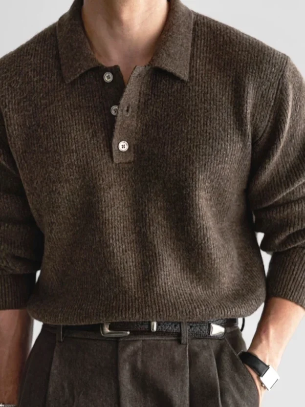 

American Sle Hard Man Трикотажная мужская повседневная рабочая одежда Long Sve Толстовка с отложным воротником из мягкой шерсти Paul irt