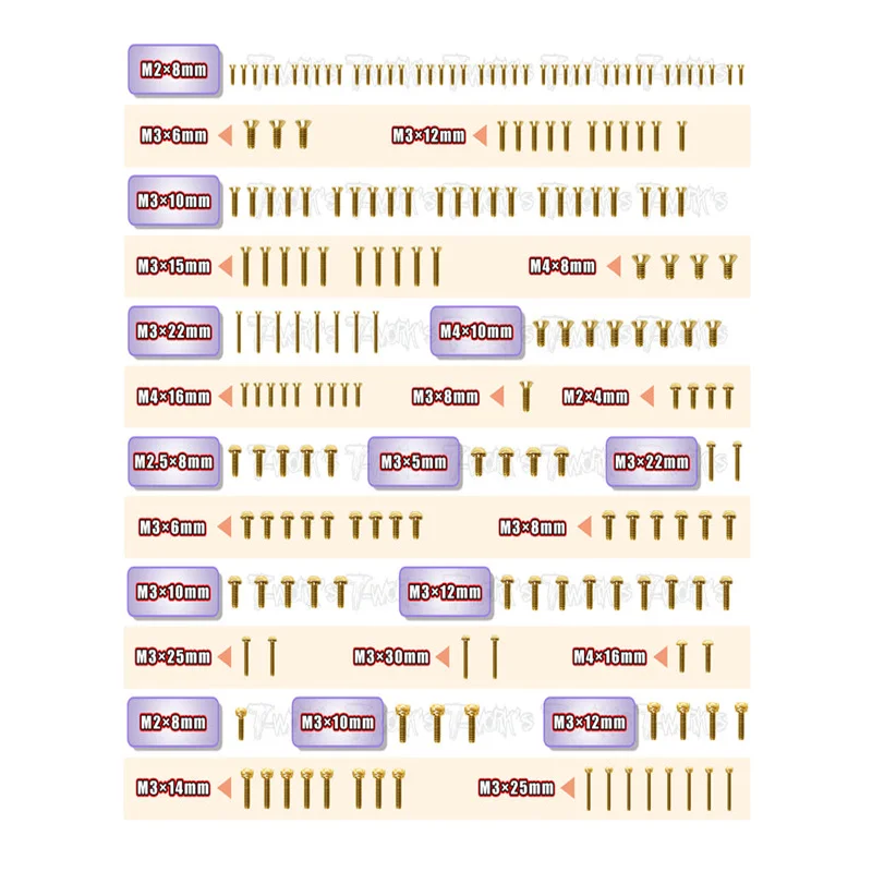 

Original T works GSS-MX8 Gold Plated Steel Screw Set 193pcs. ( For Mayako MX8)ssional Rc part