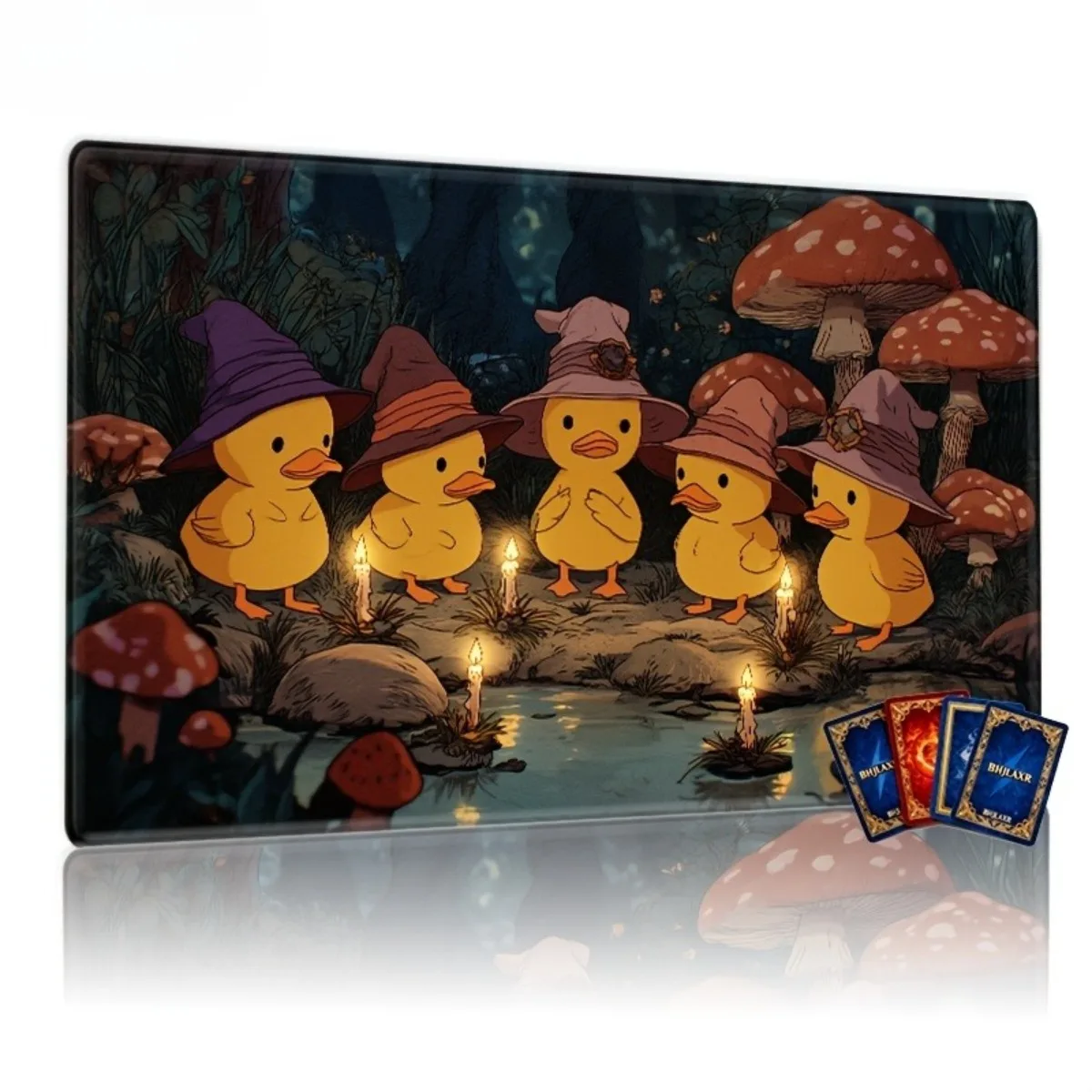 

Rubber Non-Slip Cute Duck Wizards Enchanted Forest TCG Playmat Charming Design Ideal Gift for Whimsy Lovers