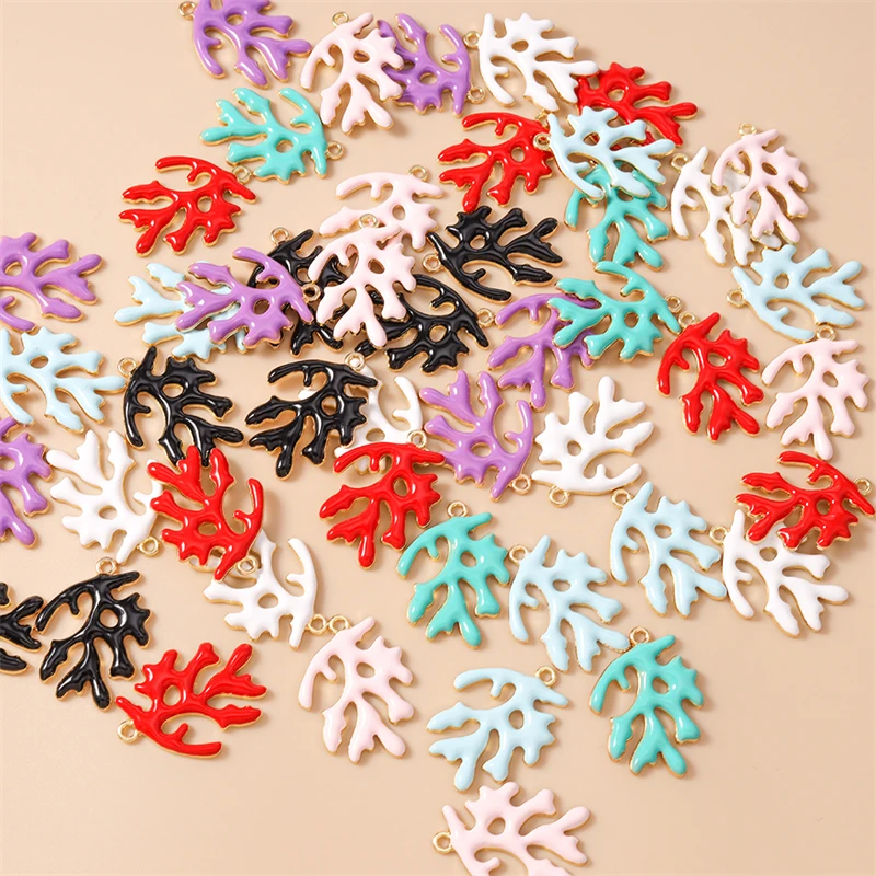 20 Stück 20 x 27 mm niedliche Emaille-Meereslebewesen-Korallen-Charms-Anhänger für Schmuckherstellung, Halskette, Ohrringe, Armband, DIY-Bastelzubehör – Detail 14