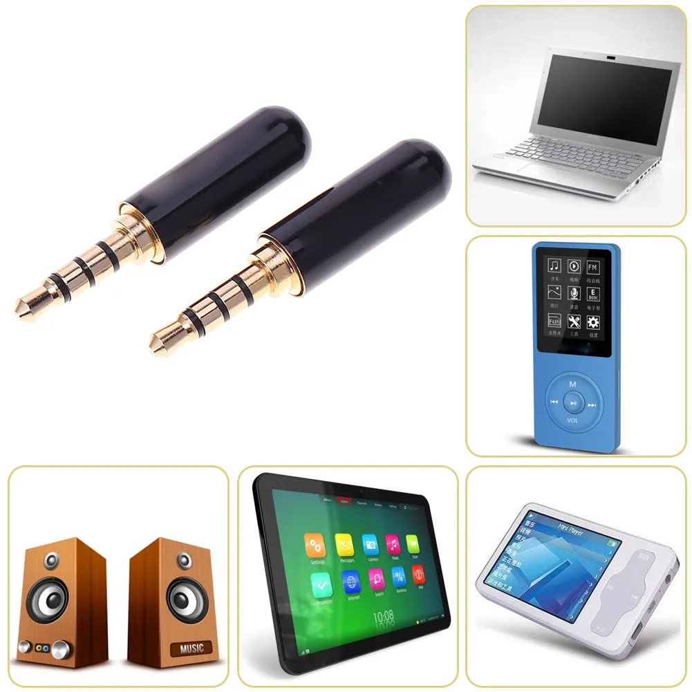 2/10pcs 3.5mm 1/8in TRRS 4-Pole Male Plug Adapter Headphone DIY Connectors
