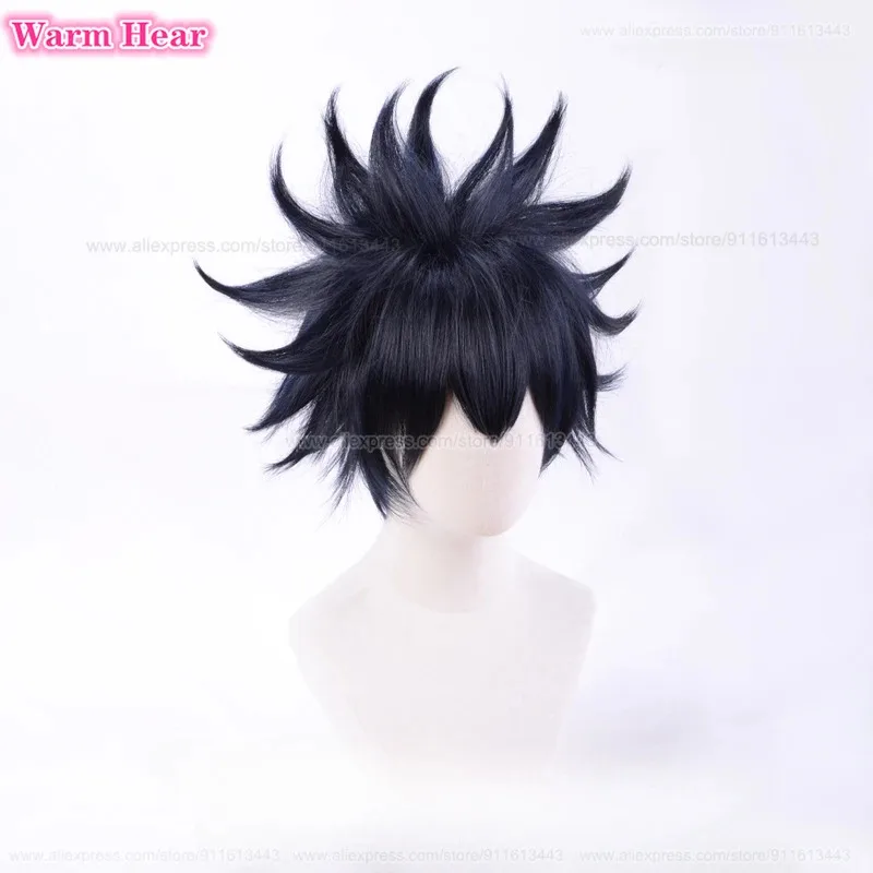 

qq34Anime Cos Fushiguro Megumi Cosplay Wig Blue Black Men Short Heat Resistant Synthetic Halloween Party Wigs + Hair C