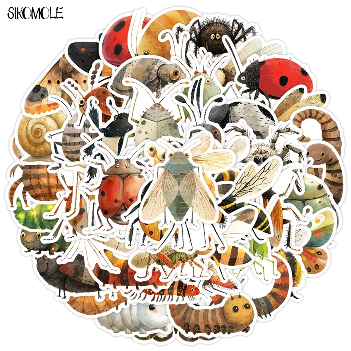 10/30/50PCS Mixed Cartoon Insects Stickers Aesthetic Animals DIY Kids Decoration Toys Travel Luggage Decal Graffiti Sticker Pack