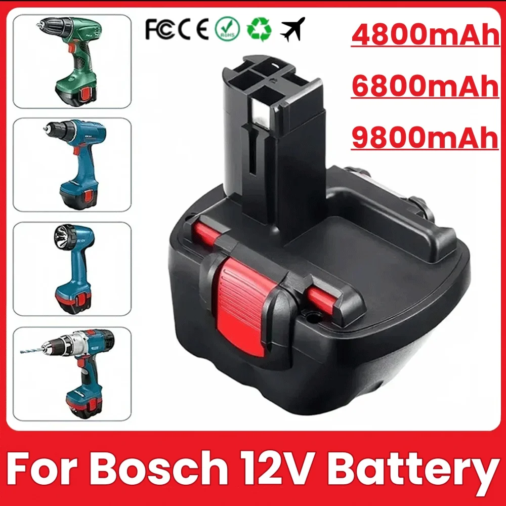 

12V 4.8/6.8/9.8Ah Replacement Battery For BOSCH GSR For BAT049 BAT139 PAG GSR PSR 12 VE-2 BAT043 BAT045 BAT046 Power Drill