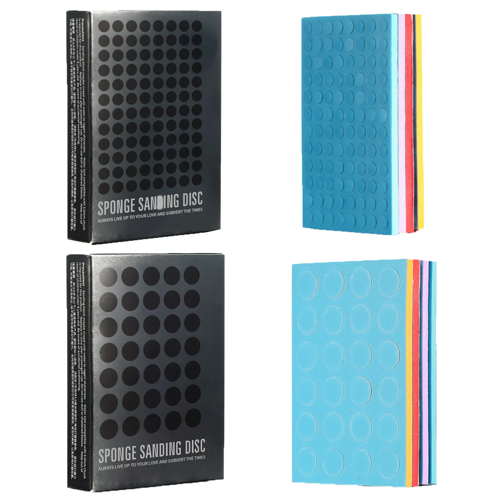 5mm/10mm Sanding Sponge Set Grinding Polishing Sandpaper Self Adhesive Sponge Disc Double Side Abrasive Model Tool