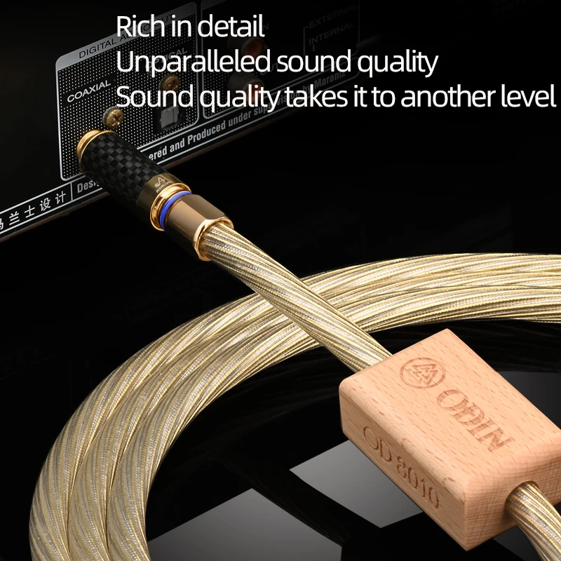 Gold Odin RCA Coaxial Cable High Purity 8N OCC Pure Copper Gold Plated 75Ω Coaxial SPDIF RCA Audio Cable for Subwoofer Amplifier