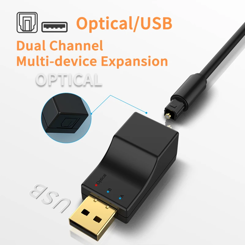 VAORLO Optical Fiber/USB Bluetooth Audio Transmitter USB Dongle Low Latency Stereo Wireless Adapter For Switch/PC/TV/PS4/XBOX