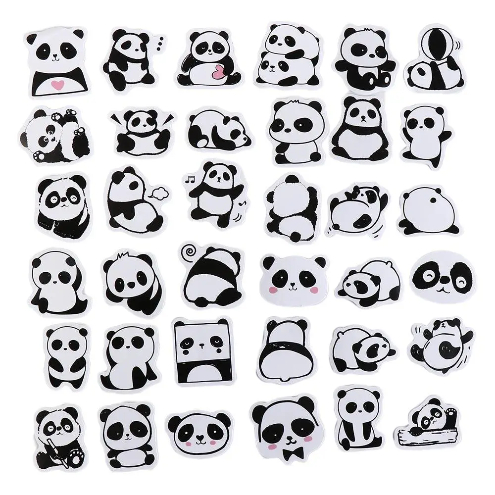 Gift Box Cute Panda Stickers Kawaii Cute Hand Account Decal Waterproof Children's Cut Pet Stickers Luggage Suitcases Decor