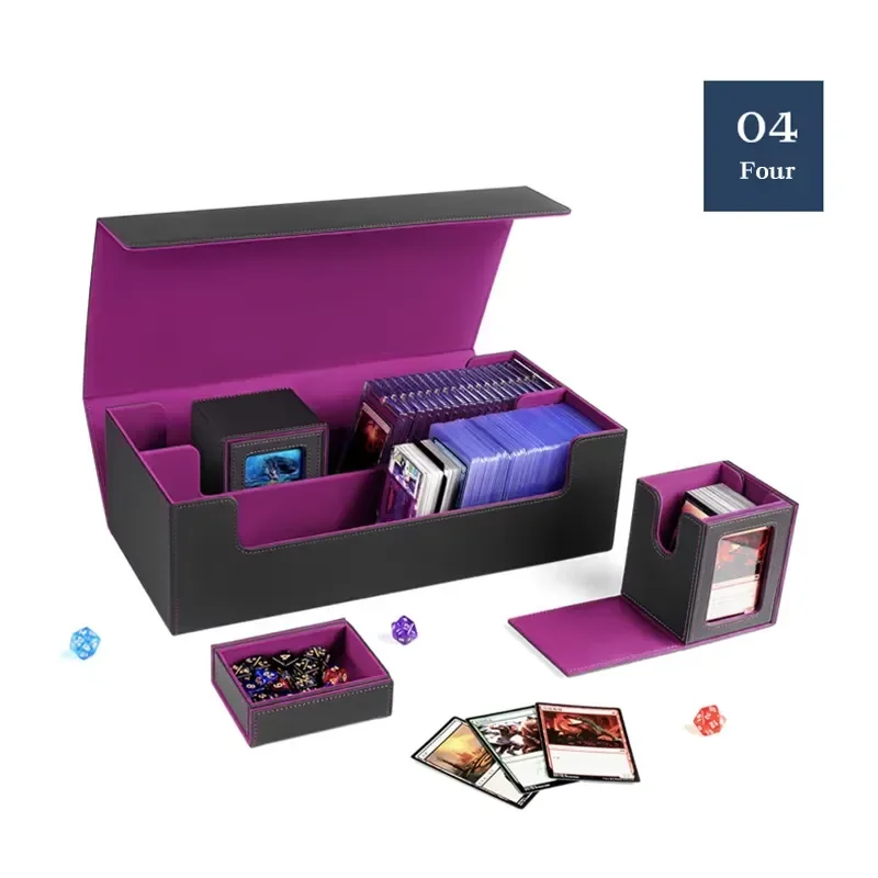 MTG Card Deck Storage Box 1800+ Large Capacity Double Row Trading Card Case With 4 Small Deck Boxes For TCG Cards