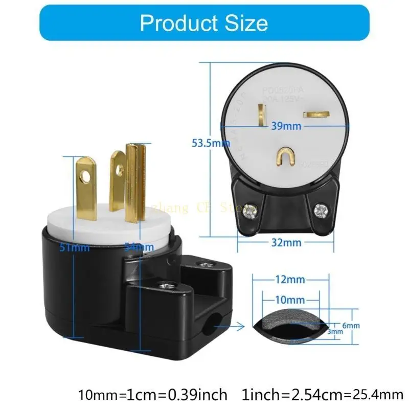 M5TD NEMA 5 20p Plug 20a 125v 90 درجة يدورات الموصلات 20A 125V T Blade لمشاريع الأسلاك الكهربائية #6