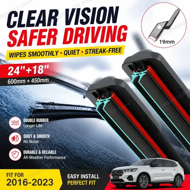 For Dongfeng DFSK Glory 580 2016 2023 24 Inch 18 Inch Premium Silicone Windshield Wiper Blades All Weather Replacement Car