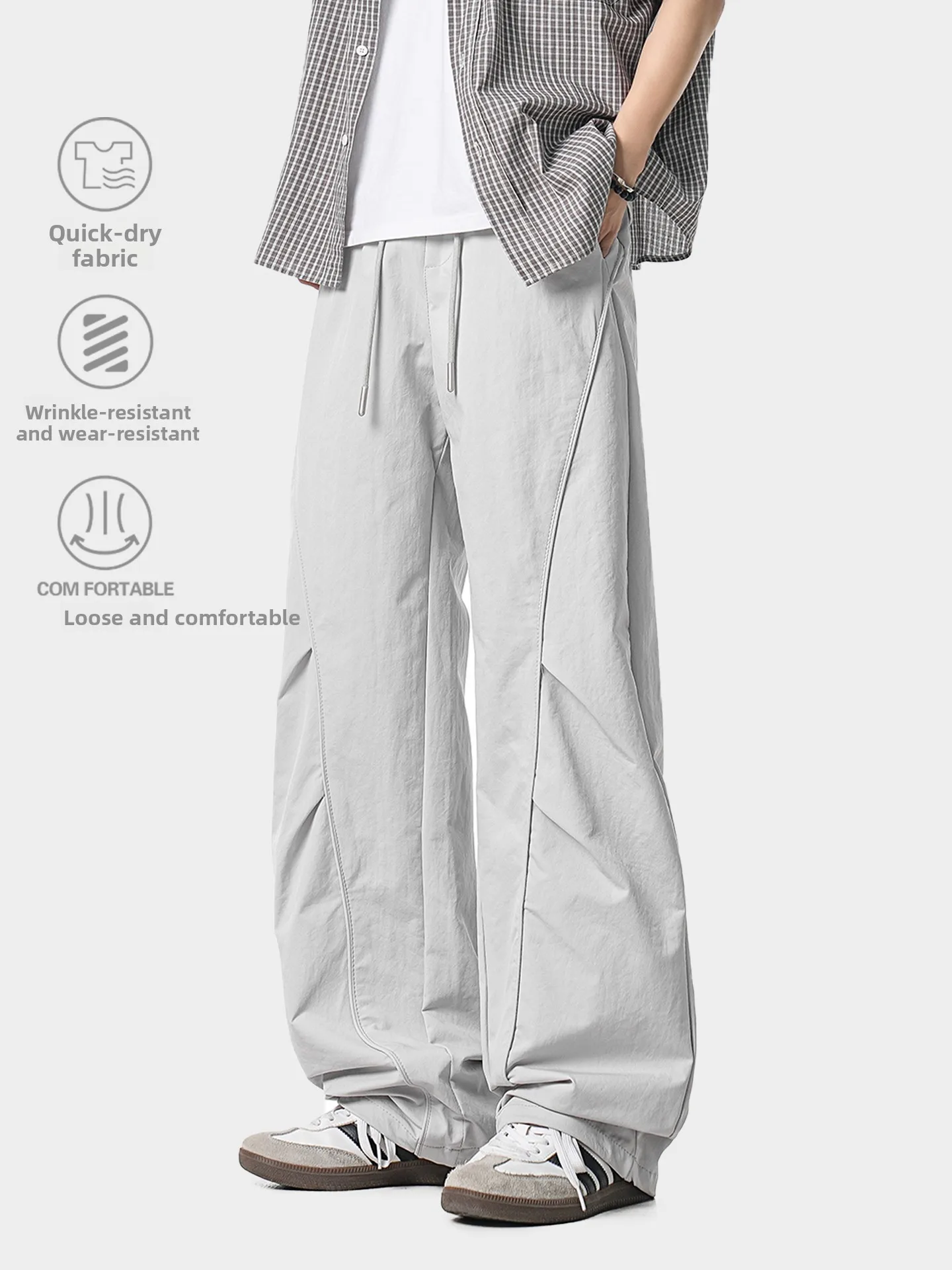 American Style Folded Windproof Quick Dry Paratrooper Outdoor Hiking Sports Pants Men Women Loose Straight Leg Water Resistant