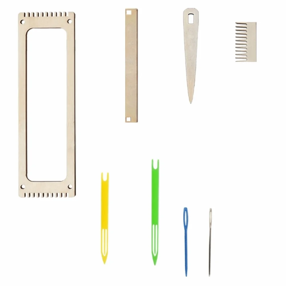 Wooden Mini Loom Machine Small Frame DIY Handcrafts Hand-Knitting Kit Easy Operate Lightweight Yarn Weaving Tools Desktop Craft