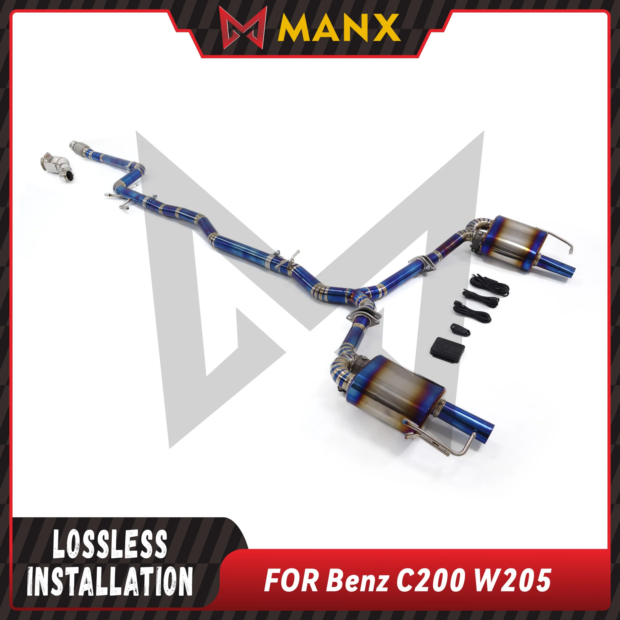 

MANX Ti alloy Catback Suitable for Benz C200 C250 C300 W205 Muffler With Valve Car Exhaust System Lossless installation